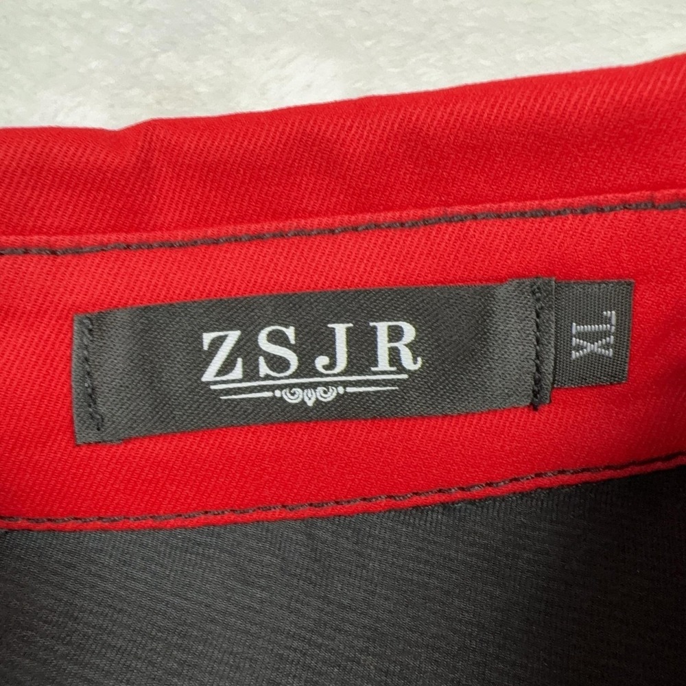 ZSJR Shirt Mens XL Red Black Western Long Sleeve Button Front Cow Skull Yoke - Picture 7 of 10